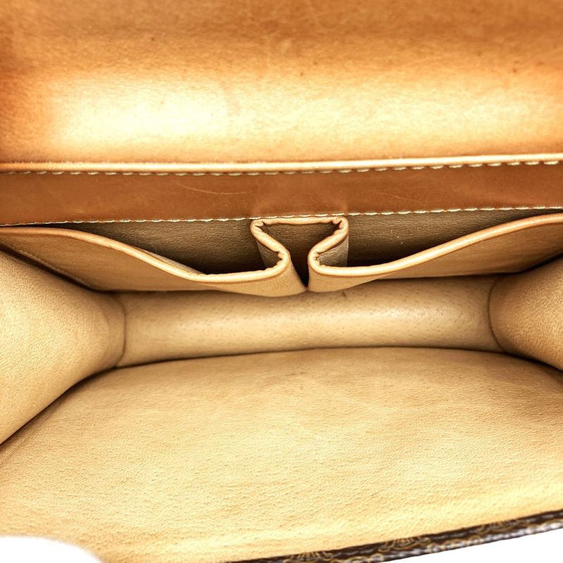 Celine F09 Double Flap Top Handle Handbag Macadam PVC Brown Women's Gift