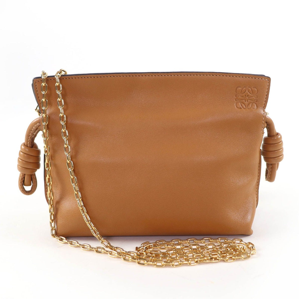 Loewe Flamenco Clutch Nano Chain Shoulder Bag Leather Warm