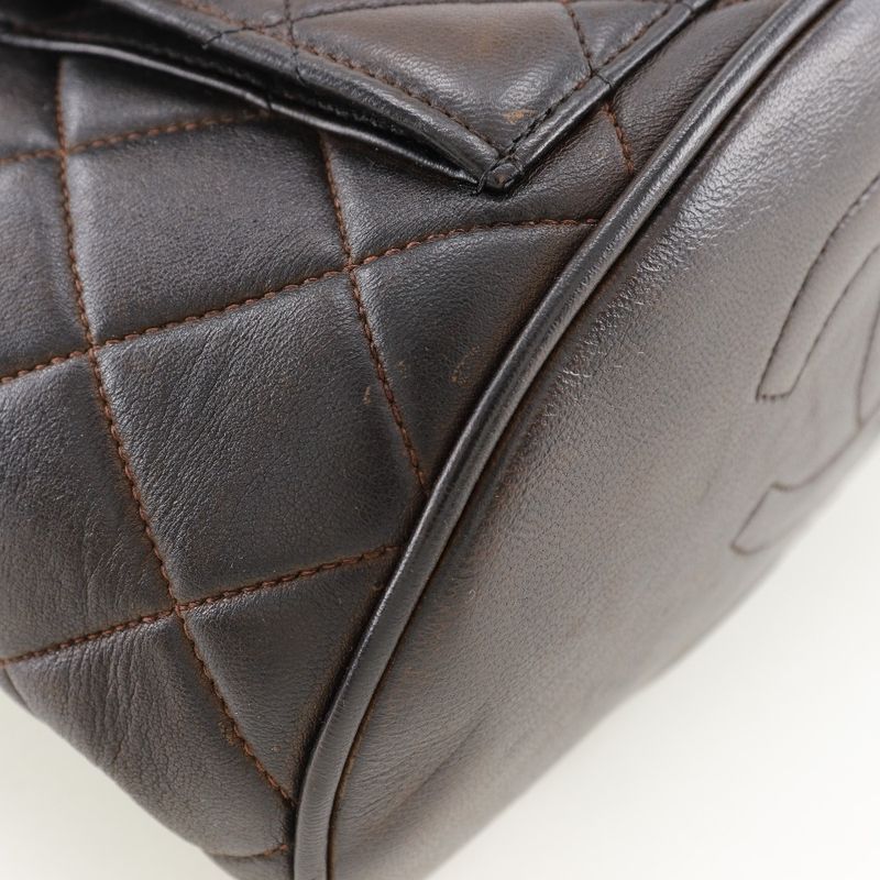 Chanel Matelasse Coco Mark Vintage Lambskin Brown Women's Backpack/daypack