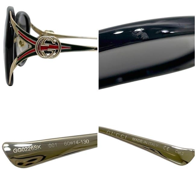 Gucci Sunglasses In Black Gold Interlocking Sherry