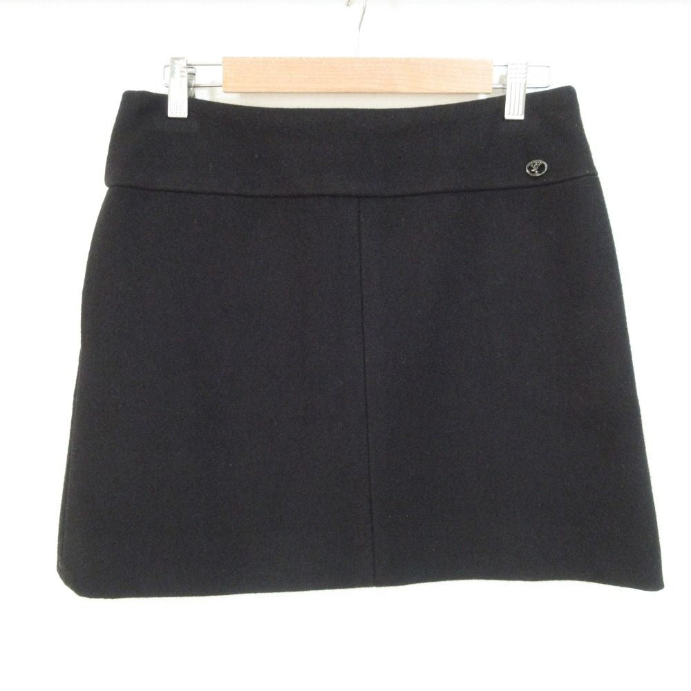 Chanel Logo Plate Miniskirt 38 Black