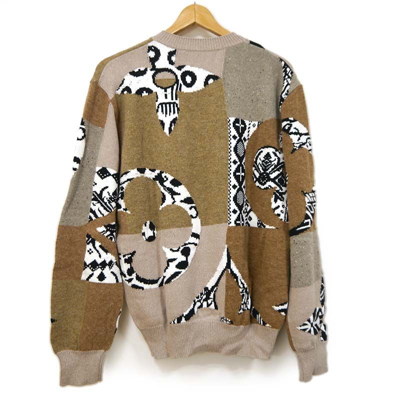 Louis Vuitton Fair Isle Patchwork Crewneck Knit M Beige