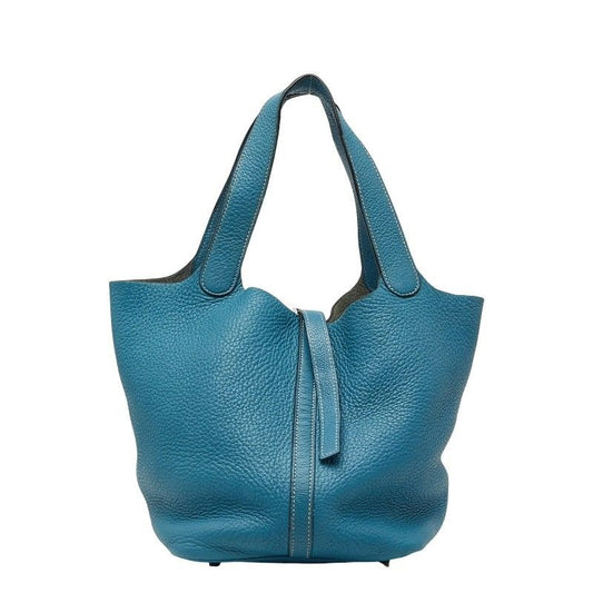 Hermes Picotin MM Blue Silver Taurillon Clemence