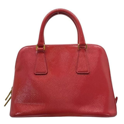 Prada Bl0838 Handbag Triangle Logo Enamel Patent Leather Scarlatto Red