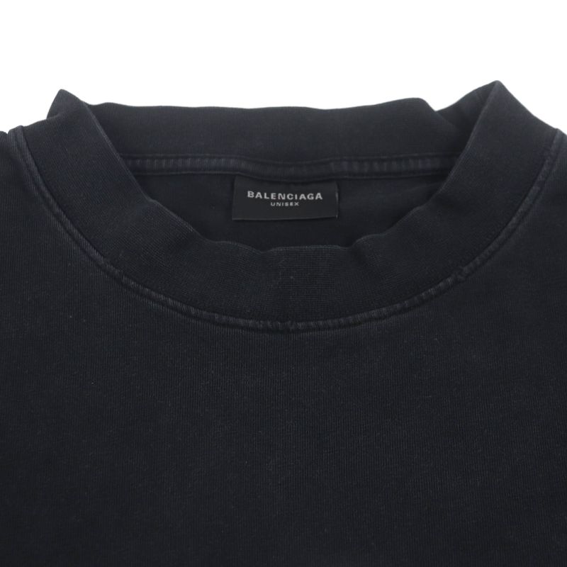 Balenciaga 22AW 712398 Be Different 100% Cotton Unisex Oversized Damaged Crew