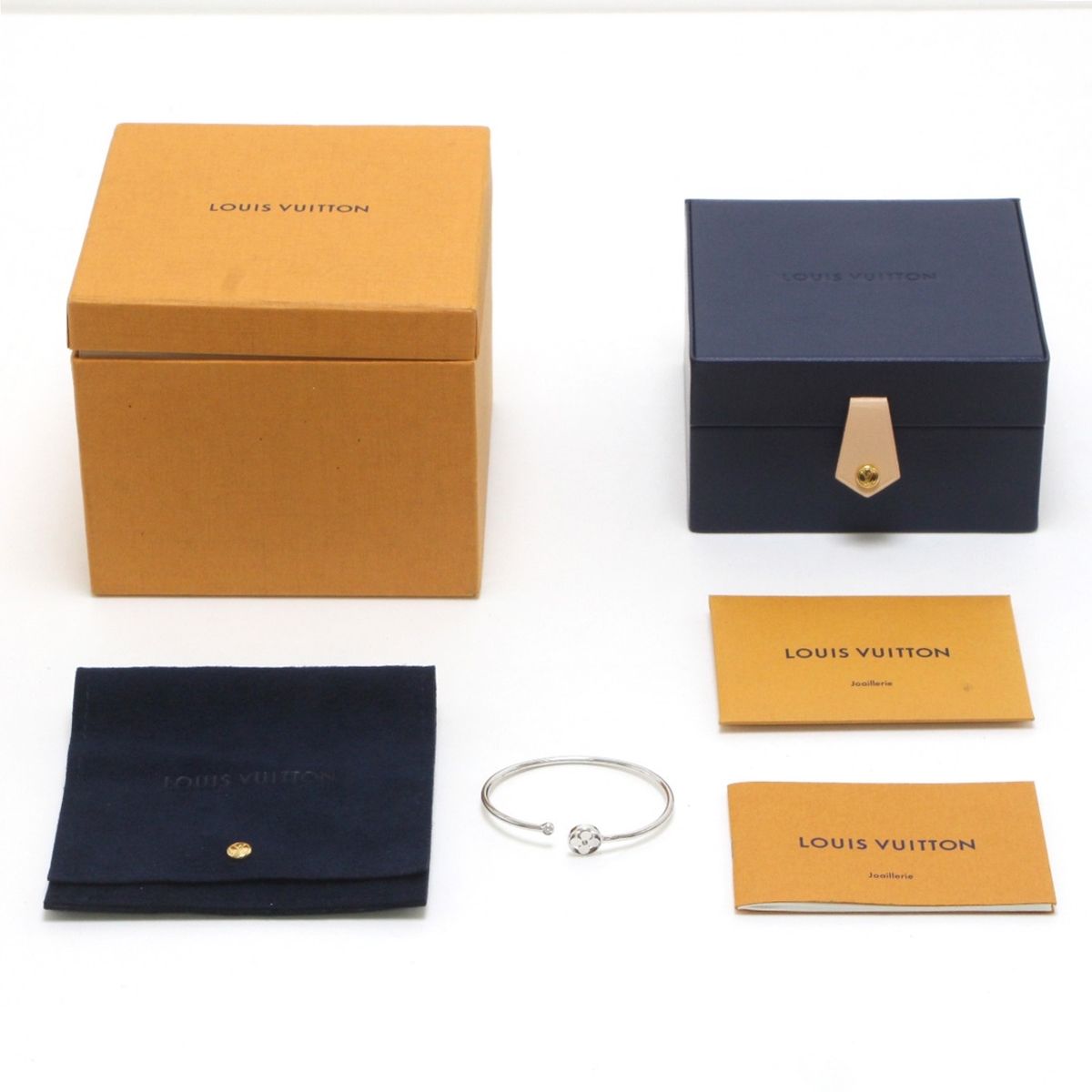 Louis Vuitton Bracelet Twist Blossom White Togo Old X Diamond Size S (15cm