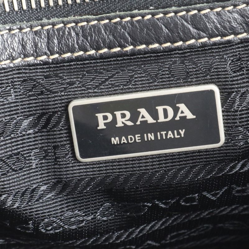 Prada Tessuto Nylon Triangle Logo Leather X Nylon Shoulder Bag Crossbody