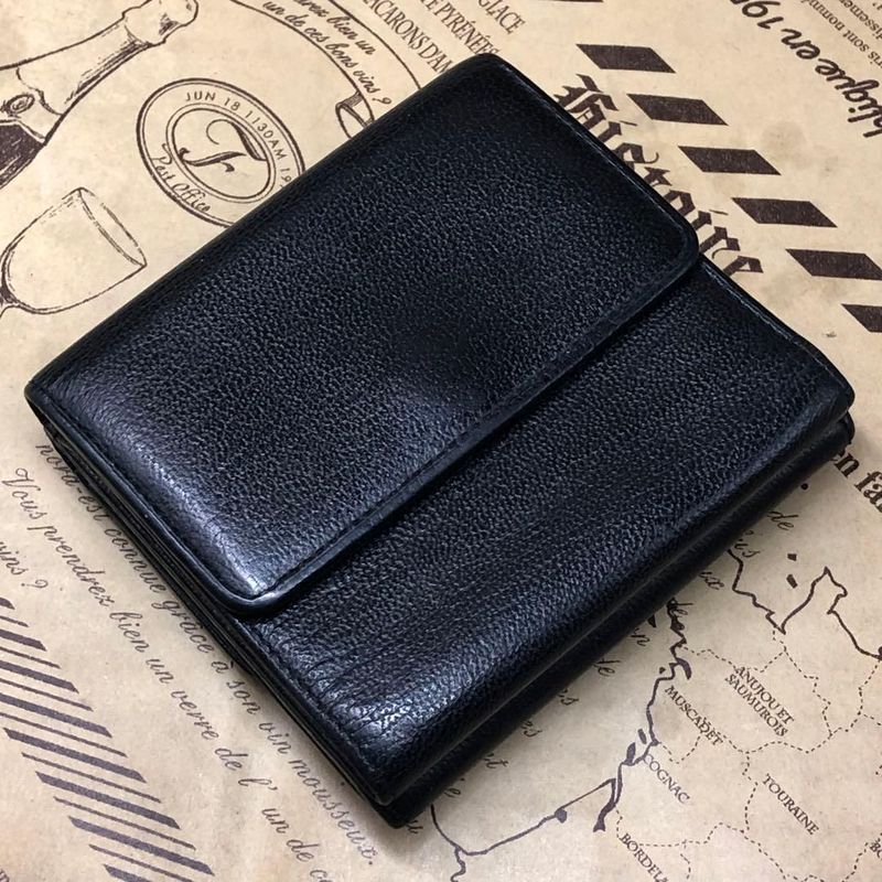 Chanel Trifold Wallet CC Logo Caviar Leather Black