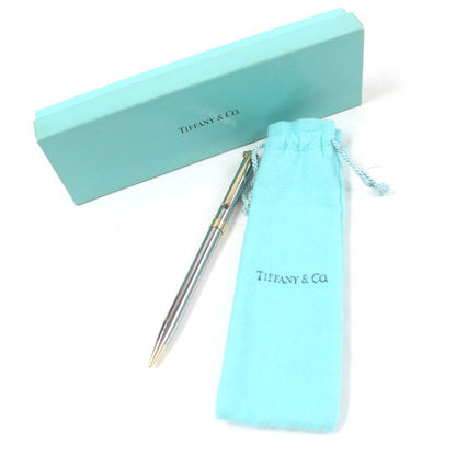 Tiffany & Co T-clip Twist Ballpoint Pen Stationery Silver Gold With Box Men's