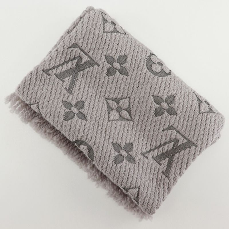 Louis Vuitton Echarpe Logomania M74742 Wool Gray Gm1128 Women's Scarf