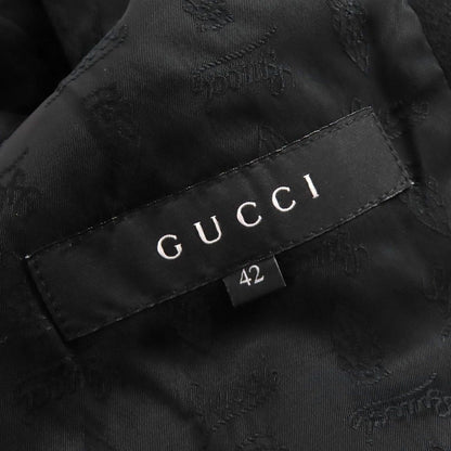 Gucci Wool Horsebit Leather Piping Single Chesterfield Coat Black Gold 42 — view 10