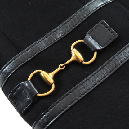 Gucci Wool Horsebit Leather Piping Single Chesterfield Coat Black Gold 42 — view 6