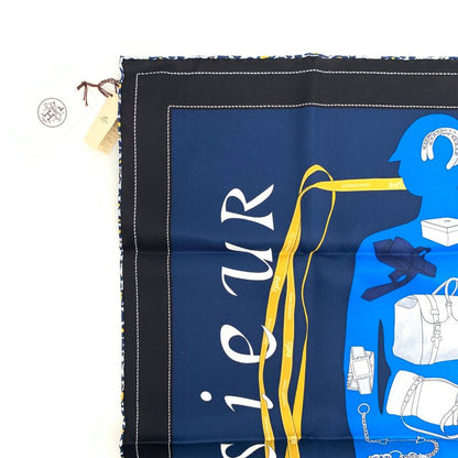 Hermes Carre 70 Monsieur ET Madame Monsieur & Madame Navy Scarf
