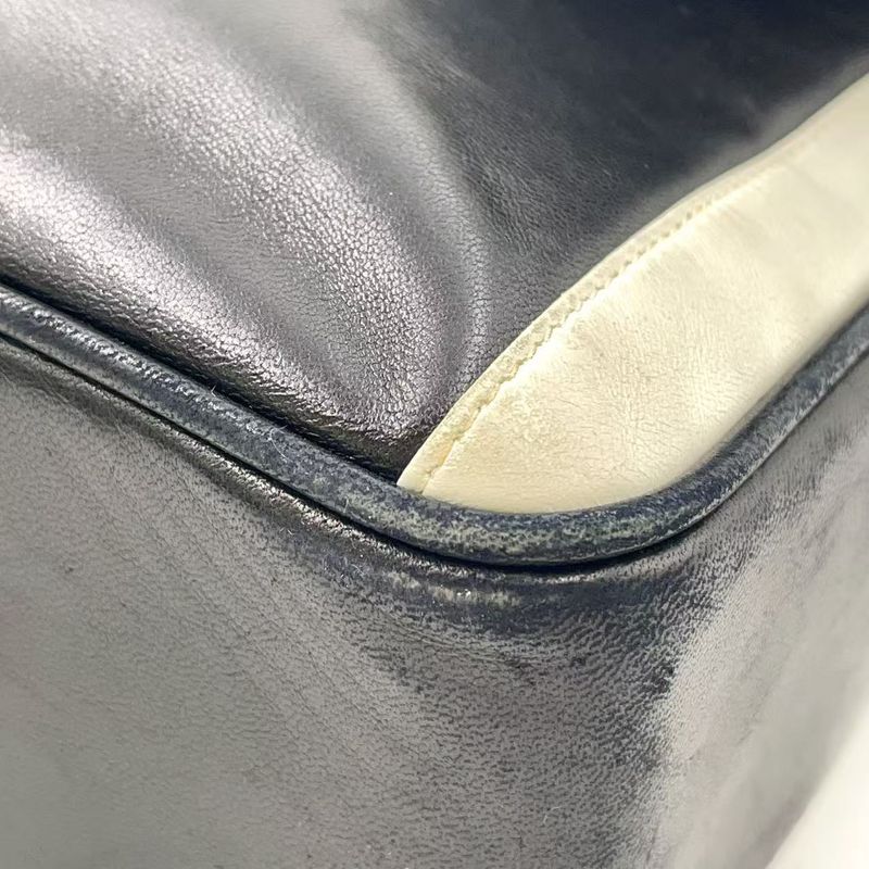 Chanel Coco Mark Serial No 2 Leather Black And White Chain Shoulder Bag Gold