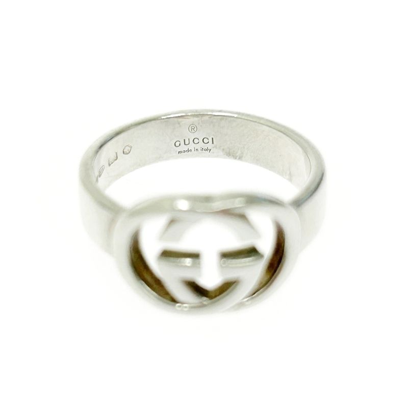 Gucci Silver Interlocking G Ring 4.7g 925 Engraved 388691 Ring