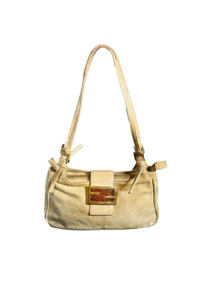 Fendi Mamma Zucca Baguette Pouch Tan Beige Flap Bag Purse Shoulder