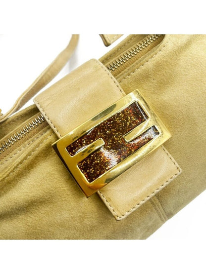 Fendi Mamma Zucca Baguette Pouch Tan Beige Flap Bag Purse Shoulder