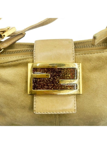 Fendi Mamma Zucca Baguette Pouch Tan Beige Flap Bag Purse Shoulder