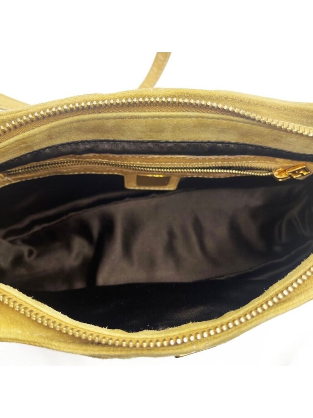 Fendi Mamma Zucca Baguette Pouch Tan Beige Flap Bag Purse Shoulder