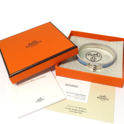 Hermes Mini Click Kelly Enamel Bracelet Chardon Palladium Ladies