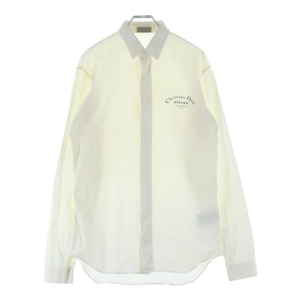 Dior Front Logo Long Sleeve Shirt White