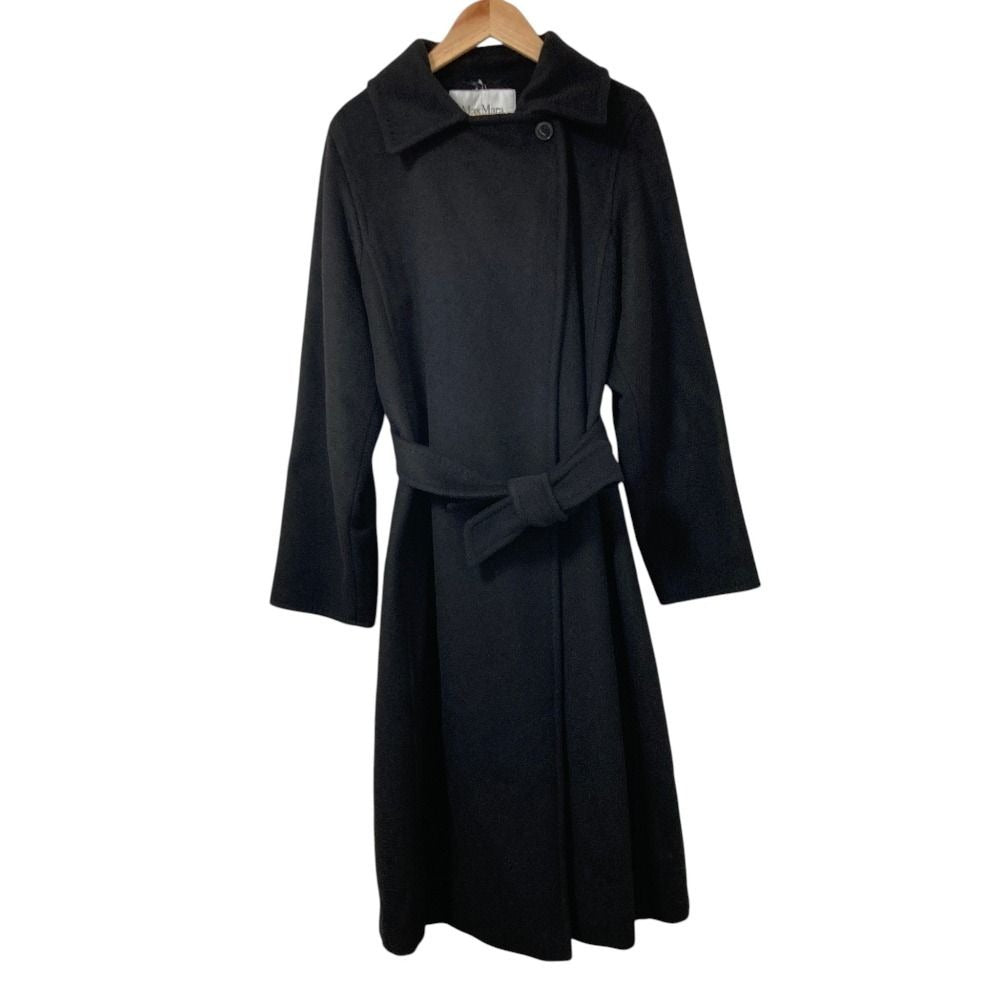 Max Mara Manuela Icon Coat 100% Camel Belted 40 Black