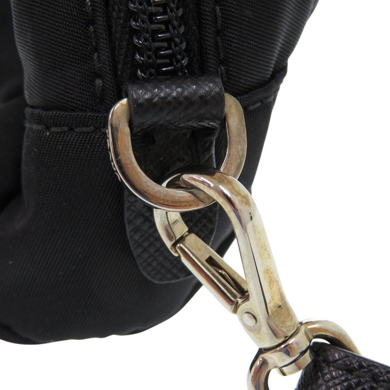 Prada 1ne175 Nylon With Strap Silver Hardware Black Pouch 0351 Prada