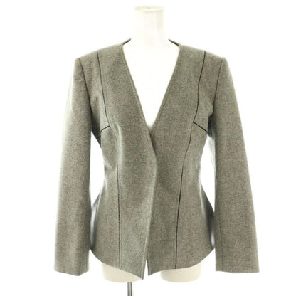 Fendi Wool Side Lace Collarless Jacket 40 Gray Cx OS Sh
