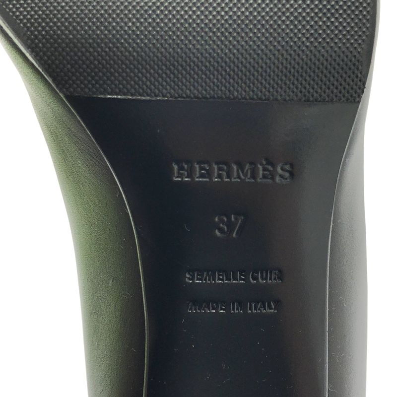 Hermes Story Kelly Hardware Leather Long Boots - 37 - Black - Women's