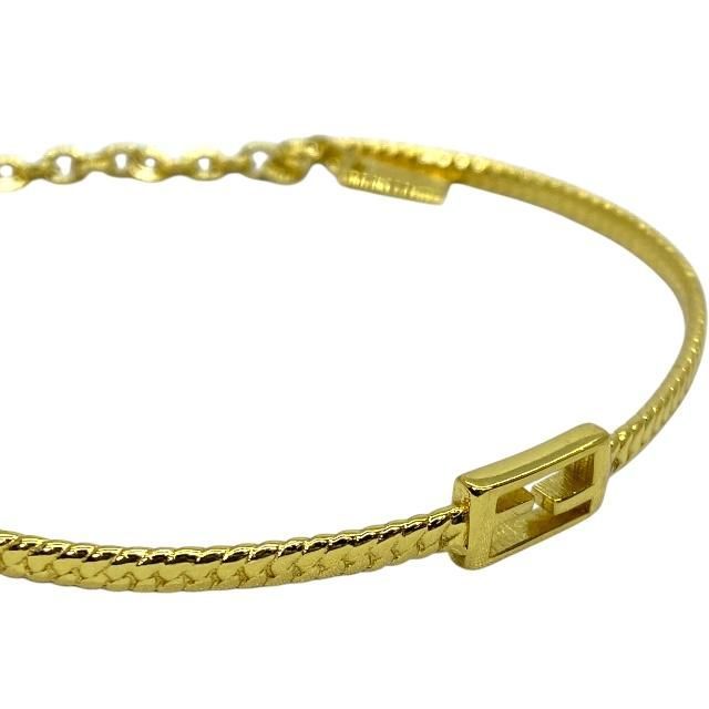 Fendi Baguette Bracelet Bangle Accessories Small FF Logo Gold [size S]