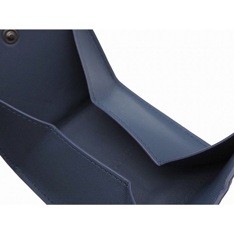 Bottega Veneta Intrecciato Calfskin Black Deep Blue Folding Coin Purse Coin