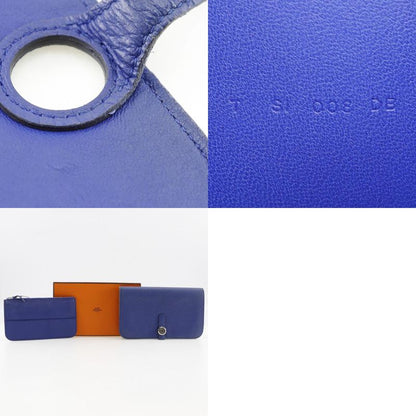 Hermes Dogon GM Togo Blue T Unisex Long Wallet