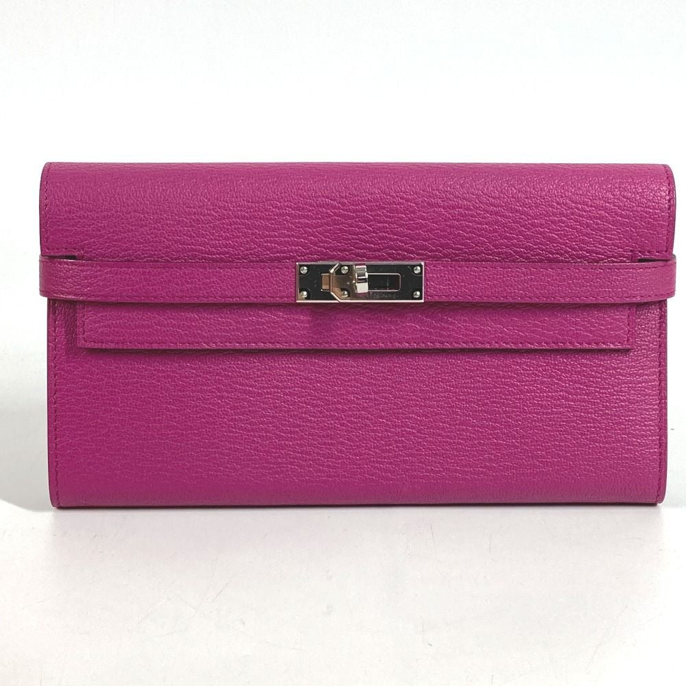 Hermes Wallet Kelly Chevre Rose Purple