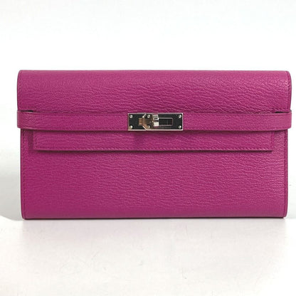 Hermes Wallet Kelly Chevre Rose Purple