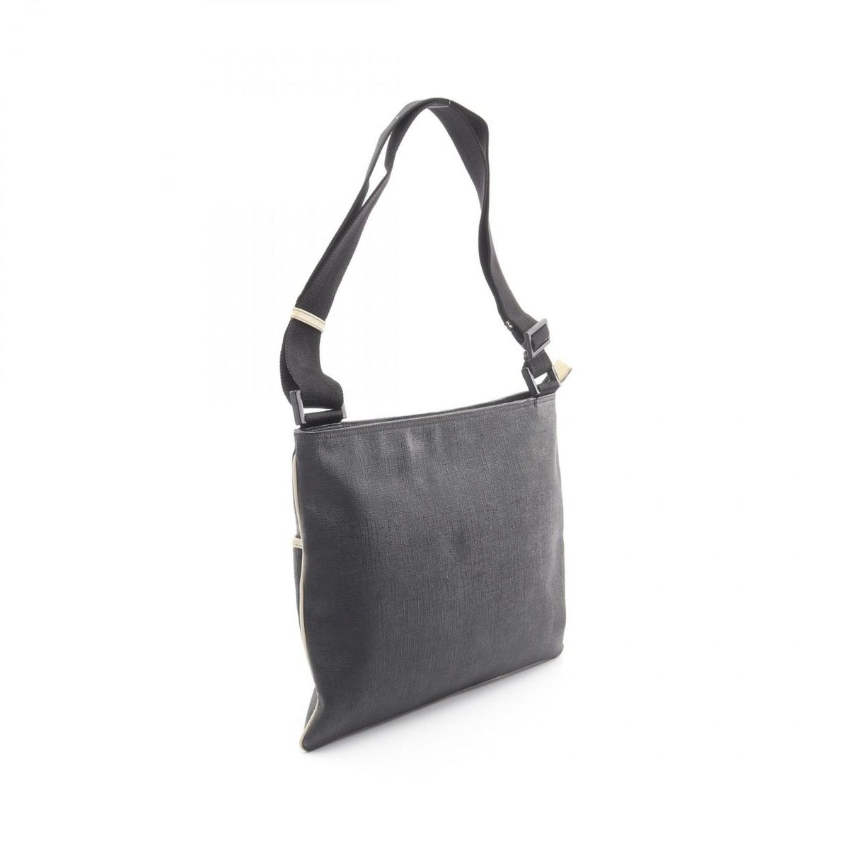 Gucci Shoulder Bag Black Beige Canvas Leather Logo — view 2