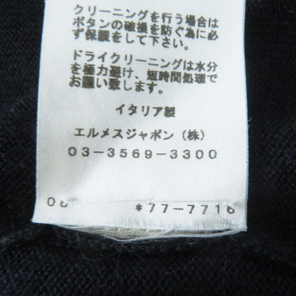 Hermes Cashmere Silk Long Sleeve Knit Cardigan With H Button Dark Navy 36 Made