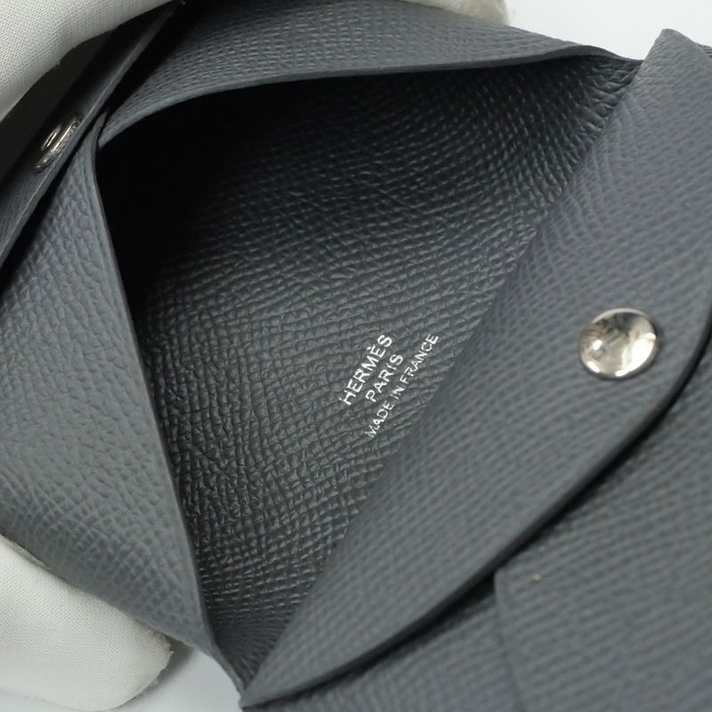 Hermes Calvi Duo Ardoise Epson Coin Case Card Case W Engraved Gray