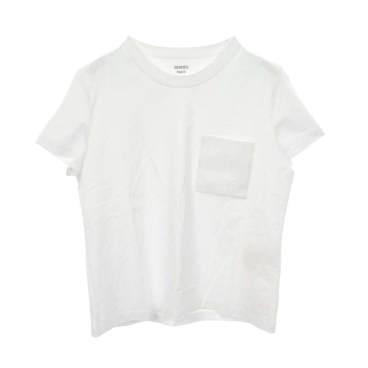 Hermes Short Sleeve T-Shirt Mosaic Embroidery Patch Pocket Cotton