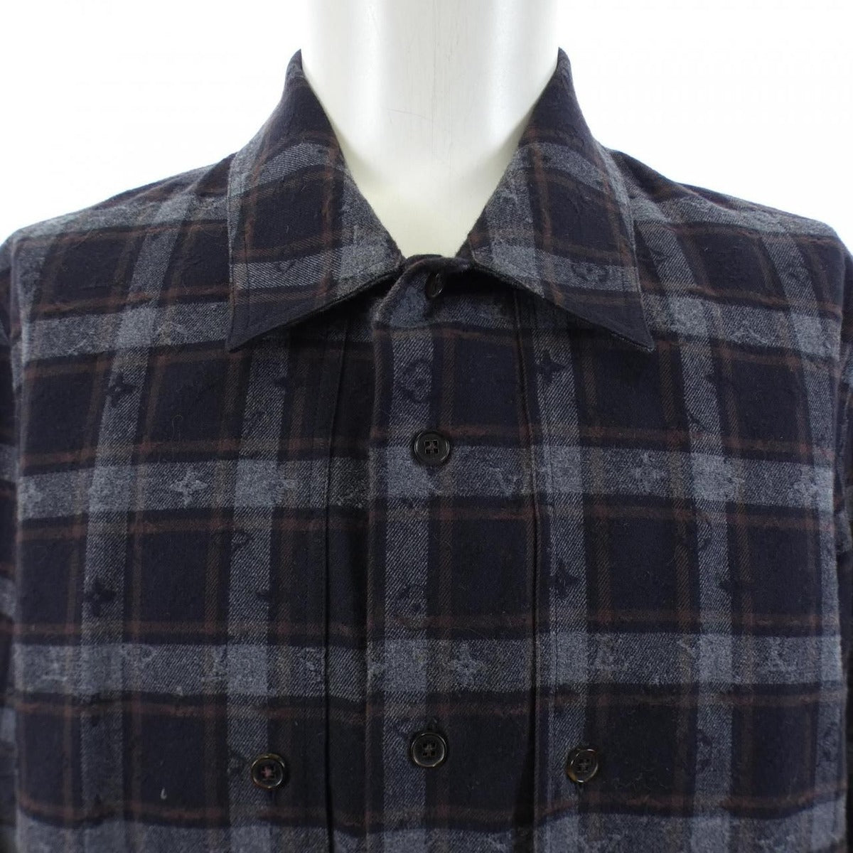 Louis Vuitton Shirt Navy Gray Check — view 5
