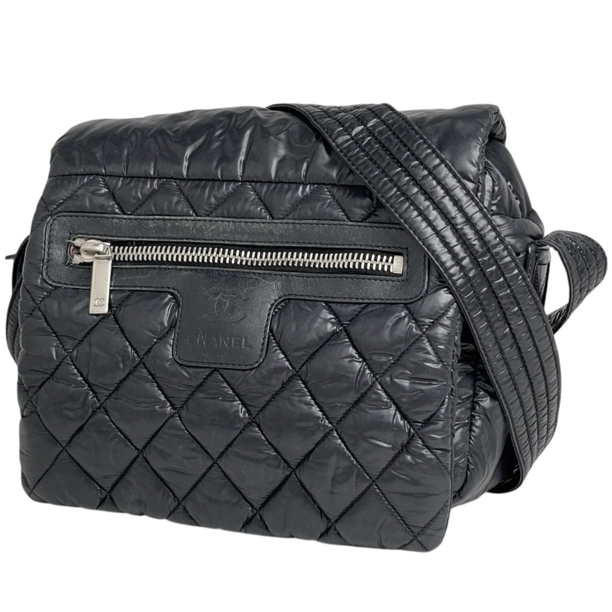 Chanel Coco Cocoon Shoulder Bag CC Logo Quilted Nylon Black