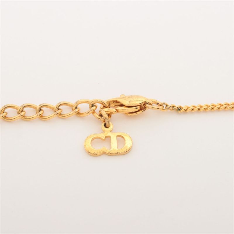 Christian DIOR Necklace GP X Rhinestone X Faux Pearl Gold
