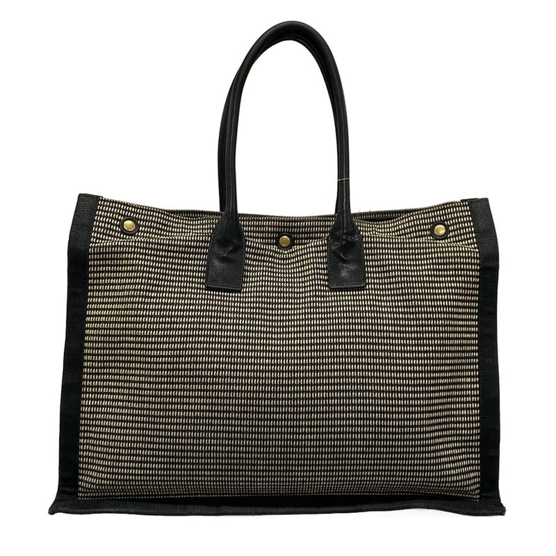 Saint Laurent Paris Rive Gauche Tote Bag 499290 Ivory And Black Leather