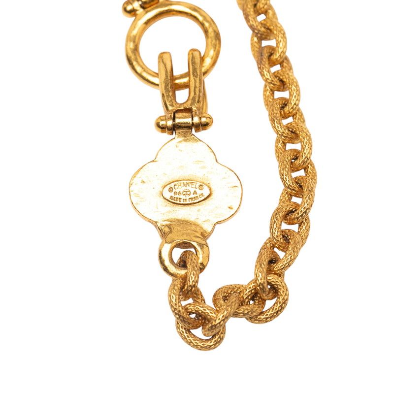 Chanel Vintage Coco Mark Four Leaves Clover Motif Gold Plated Ladies Chanel