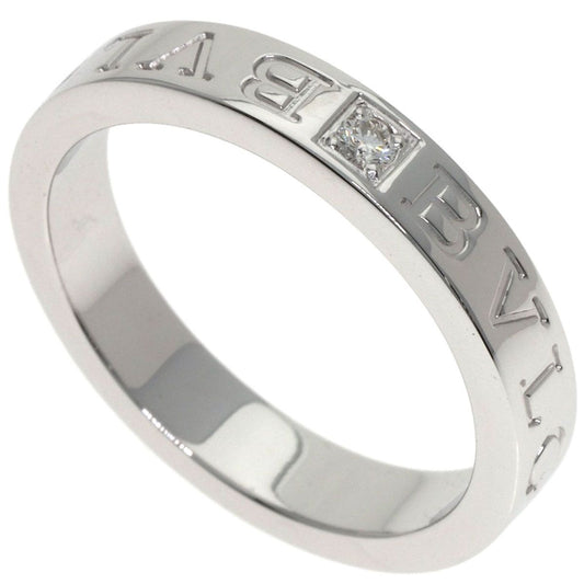 Bvlgari Double Logo Diamond Ring 18K White Gold