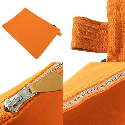 Hermes Bora Pouch GM Canvas Orange Zipper Bag-in-bag Small Item Clutch Usual
