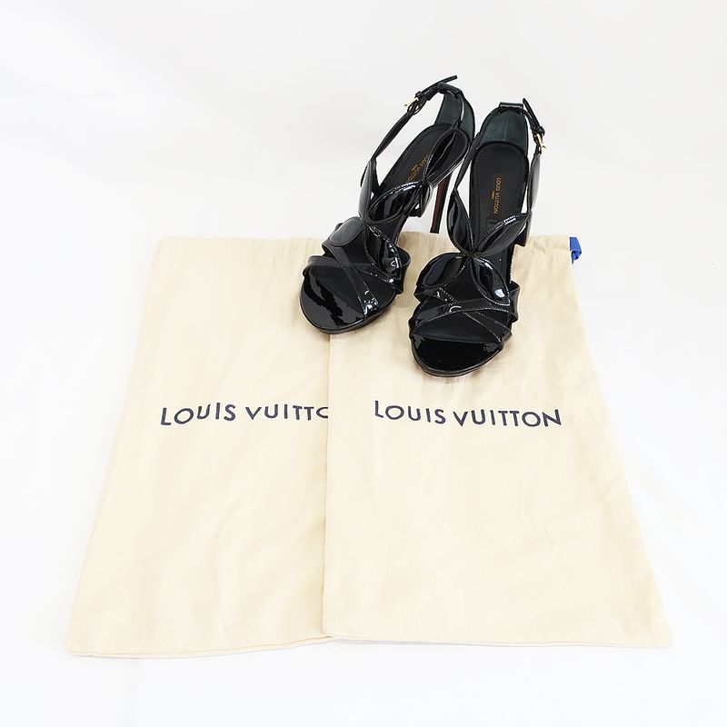 Louis Vuitton Sandals Pin Heel Sandals Black Gold Hardware Enamel