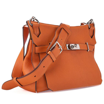 Hermes Gipsyère 34 Shoulder Bag Taurillon Clemence Orange And Jeanne (silver
