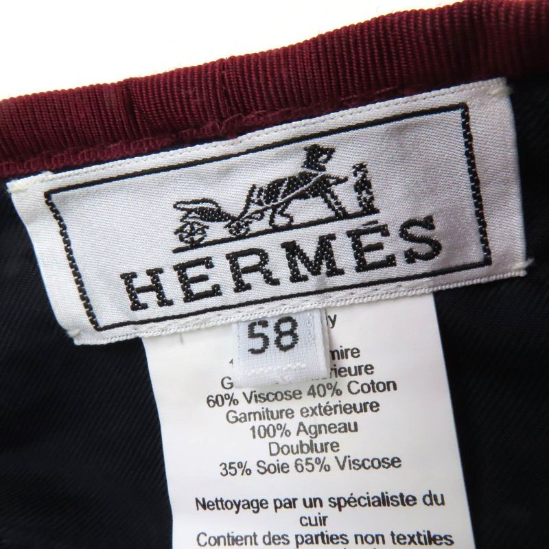 Hermes Santoleno 100% Cashmere Silver Hardware Serie Hardware Beret Brown 58