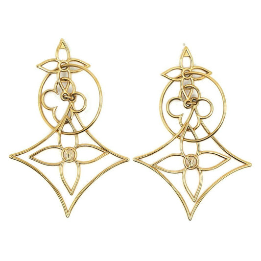 Louis Vuitton Boucle Doreille LV Pandant Earrings Monogram Flower Metal