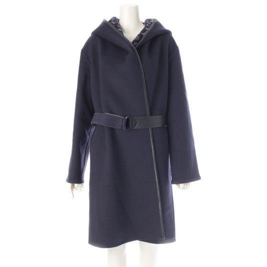 Louis Vuitton Wool Silk Monogram Wrap Footed Coat Outerwear Ffc022 qwe Navy